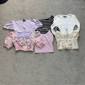 Women’s Top Blouse Bundle Coord Set Casual Fall Coquette Floral Y2K Lace Ruffle